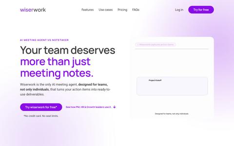 Wiserwork — Your team deserves more than just meeting notes — screenshot