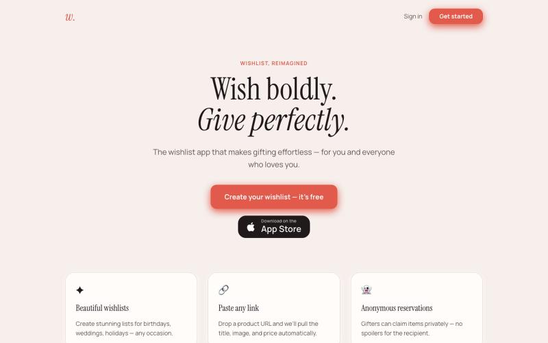 Wishbox — Beautiful wishlists for every occasion — screenshot