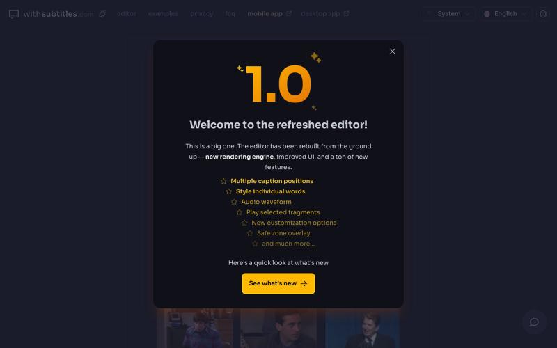 Auto captions for short form videos — screenshot