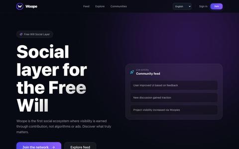 Woope — Social layer for the Free Will — screenshot