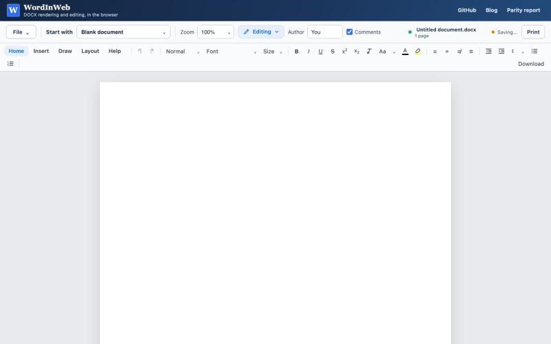WordInWeb — browser DOCX editor — screenshot