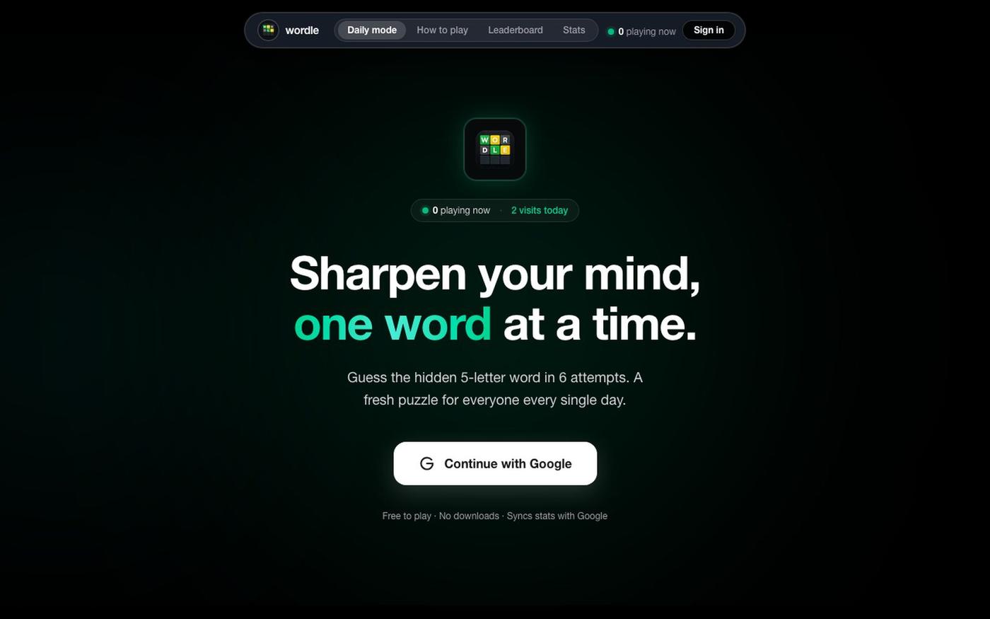 Wordle · Sharpen your mind, one word at a time — screenshot