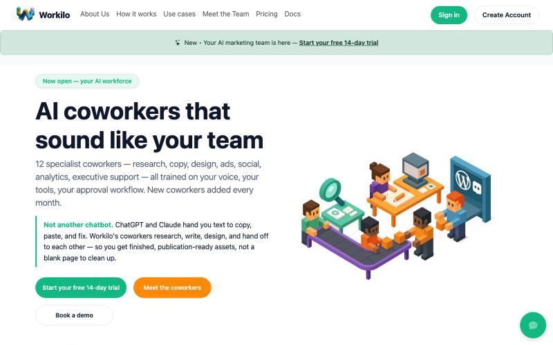 Workilo — Meet your digital workers — screenshot