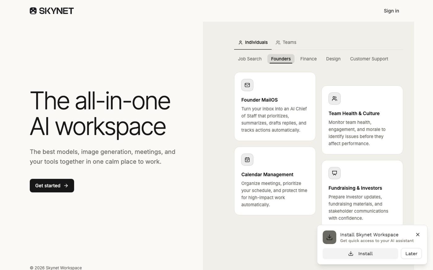 Skynet Workspace — screenshot