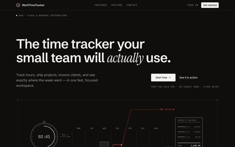 Time tracking that actually works | WorkTimeTracker — screenshot