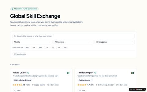 Global Skill Exchange — Trade Skills With People Worldwide — screenshot
