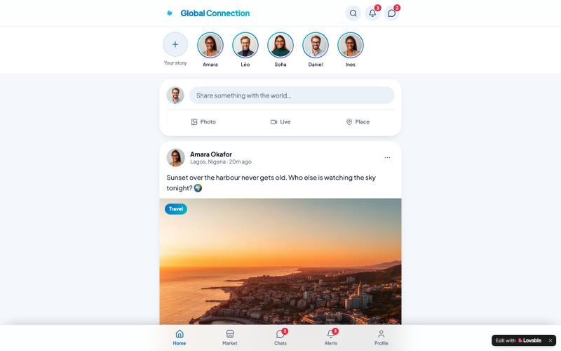Global Connection — Meet the World, One Post at a Time — screenshot