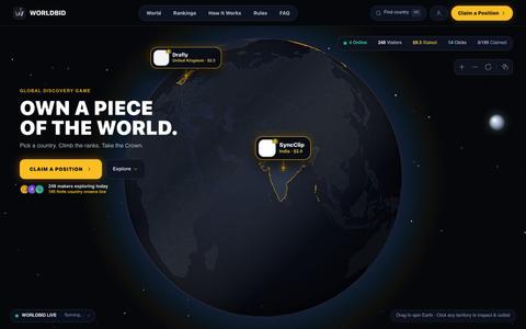 WorldBid — The World Is The Leaderboard — screenshot