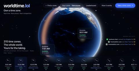 worldtime.lol — Own a time zone. — screenshot