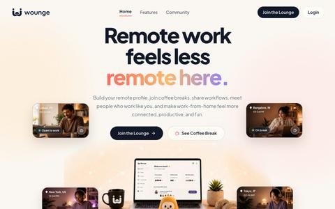 Wounge — Remote work feels less remote here. — screenshot