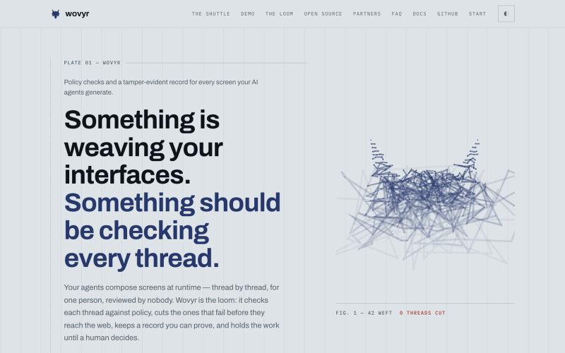Wovyr — Policy and an audit trail for AI-generated interfaces — screenshot