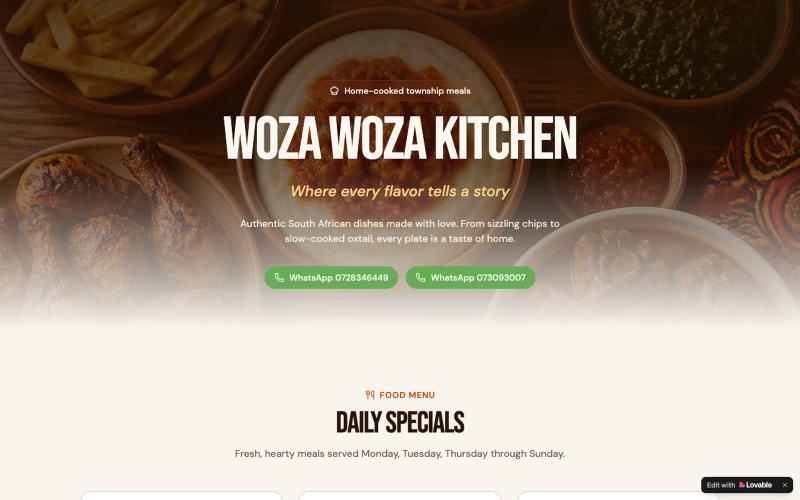 Woza Woza Kitchen — Every Flavor Tells a Story — screenshot