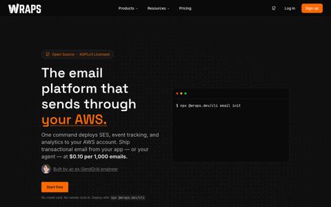 Wraps - The Email Platform That Sends Through Your AWS — screenshot