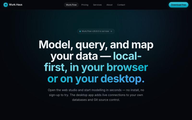 Wurk.Flow — Local-first data modeling, in your browser or on your desktop — screenshot