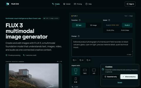 FLUX 3 AI Image Generator — Multimodal Creation and Editing — screenshot