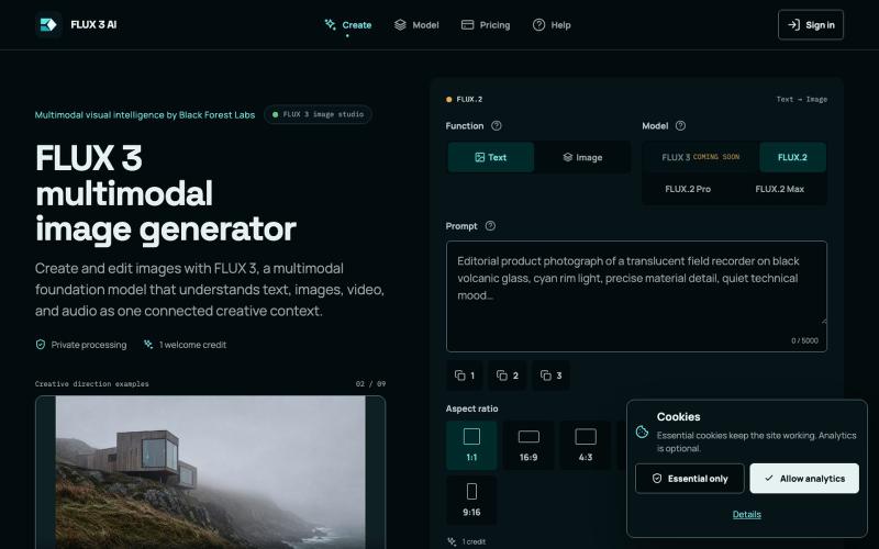 FLUX 3 AI Image Generator — Multimodal Creation and Editing — screenshot