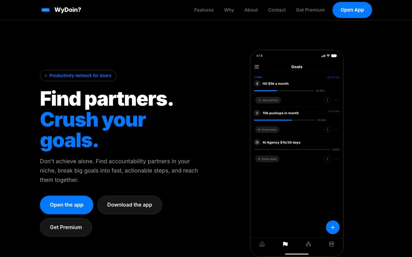 WyDoin? — Find Partners & Crush Your Goals — screenshot