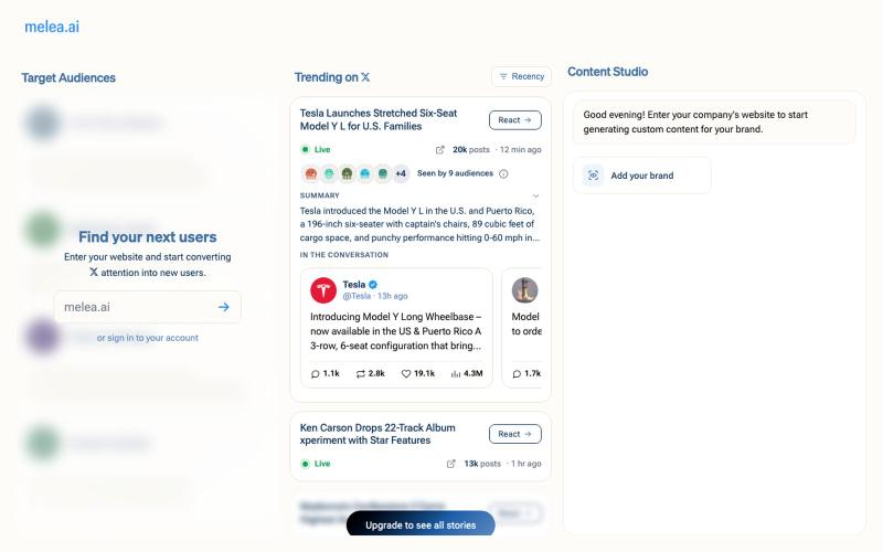 melea - Hijack the trends your audience follows. — screenshot