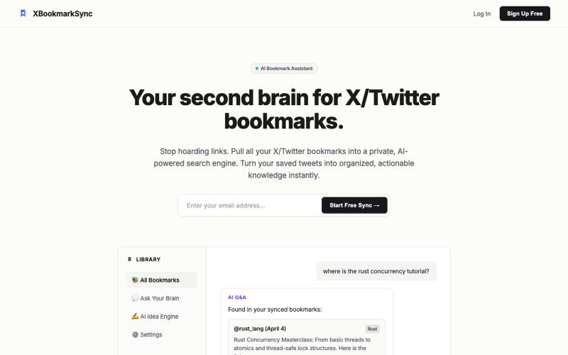 XBookmarkSync - AI-Powered Bookmark Sync & Content Engine — screenshot