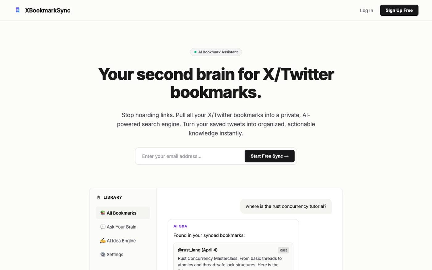 XBookmarkSync - AI-Powered Bookmark Sync & Content Engine — screenshot