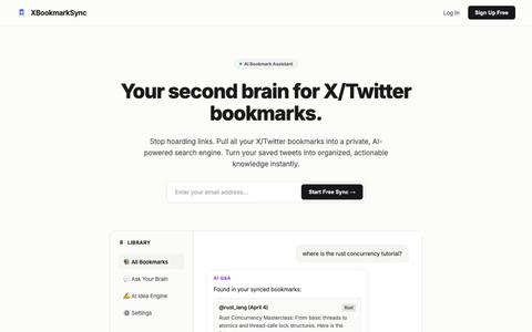 XBookmarkSync - AI-Powered Bookmark Sync & Content Engine — screenshot