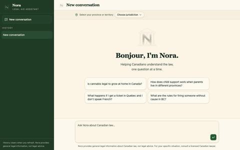 Nora - Legal Aid Assistant — screenshot