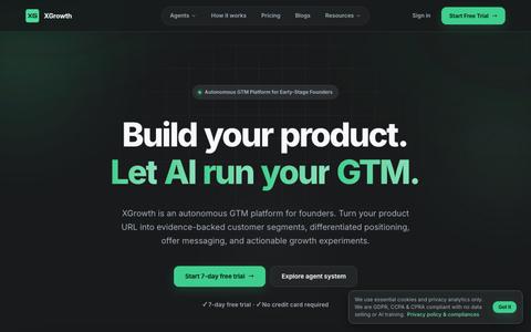 XGrowth · Autonomous AI Agent GTM Tool for Early-Stage Founders — screenshot