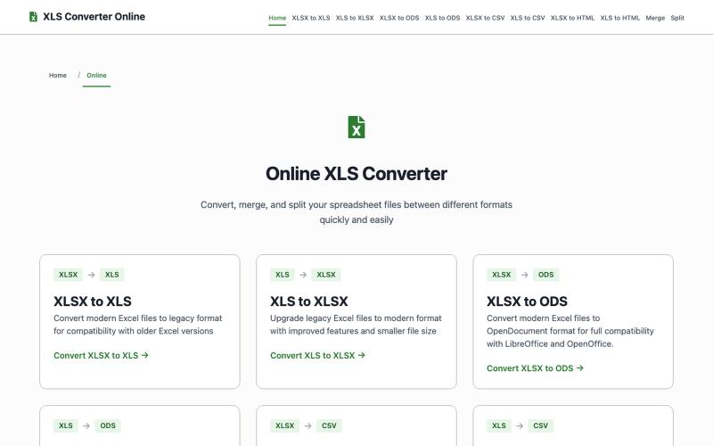 Free Online XLS Converter — screenshot