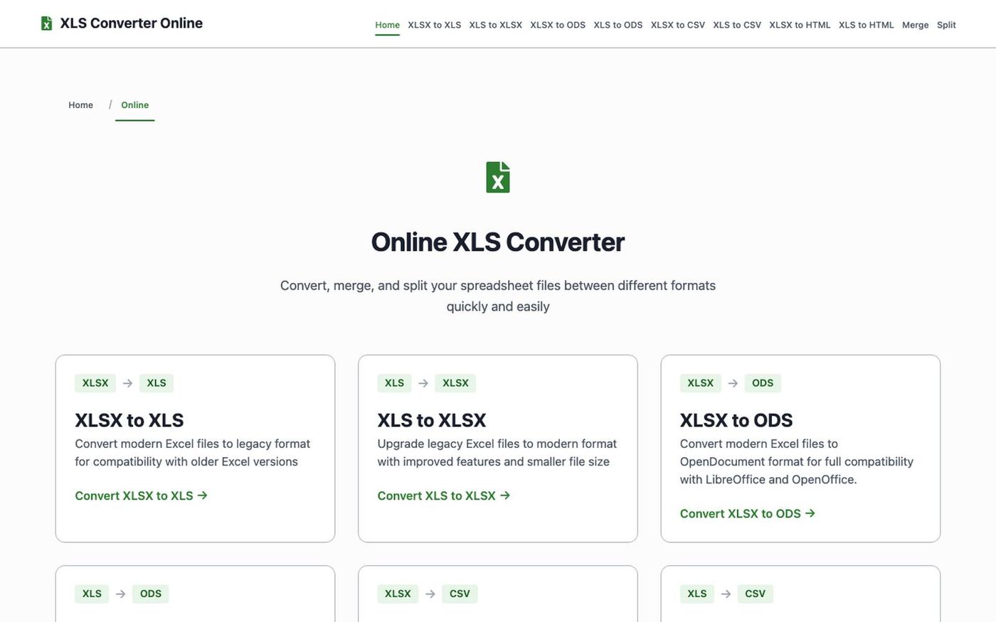 Free Online XLS Converter — screenshot
