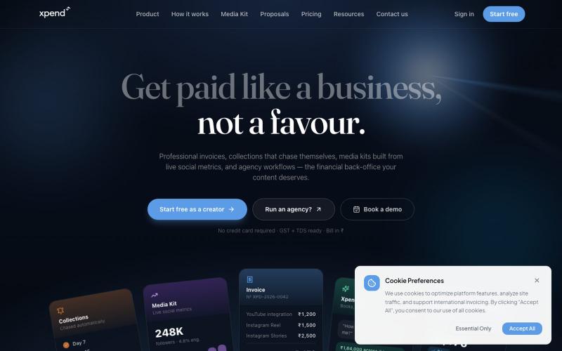 Xpend | The Business Layer for the Creator Economy — screenshot