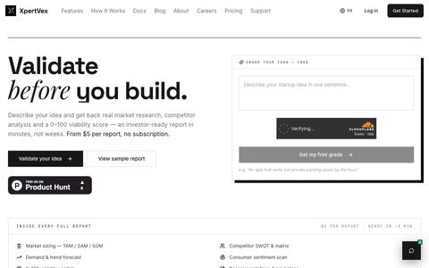 XpertVex - AI-Powered Startup Validation Platform — screenshot