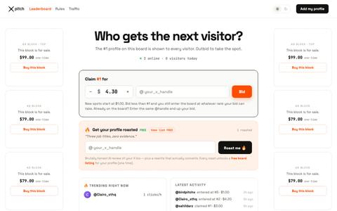xpitch — who gets the next visitor? — screenshot