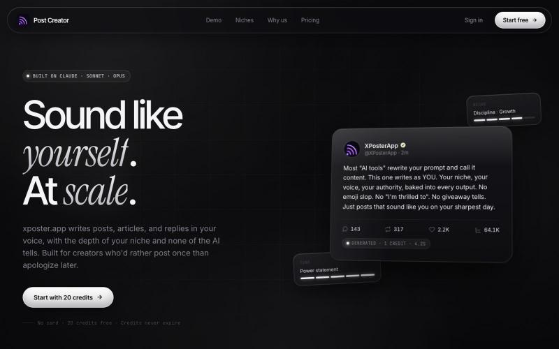 xposter.app — Sound like yourself. At scale. — screenshot