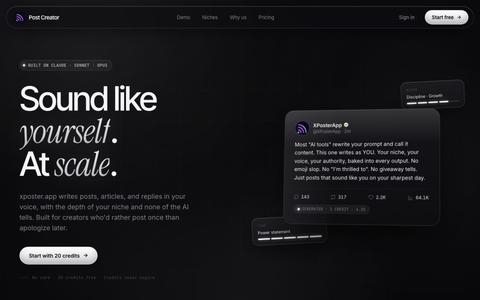 xposter.app — Sound like yourself. At scale. — screenshot