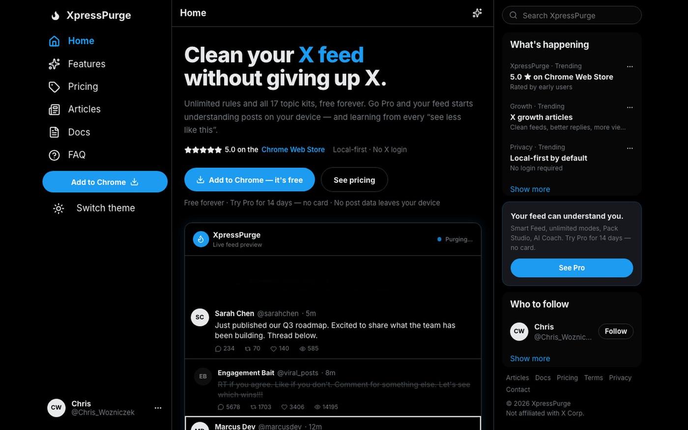 XpressPurge — Clean your X feed without giving up X — screenshot