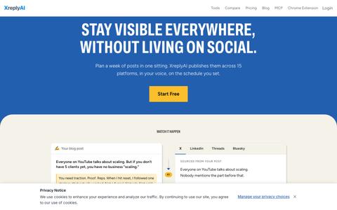 XreplyAI: AI Social Media Manager for Founders & Creators | XreplyAI — screenshot