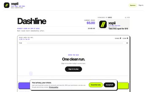 xspii — Dashline, one run. one winner. — screenshot