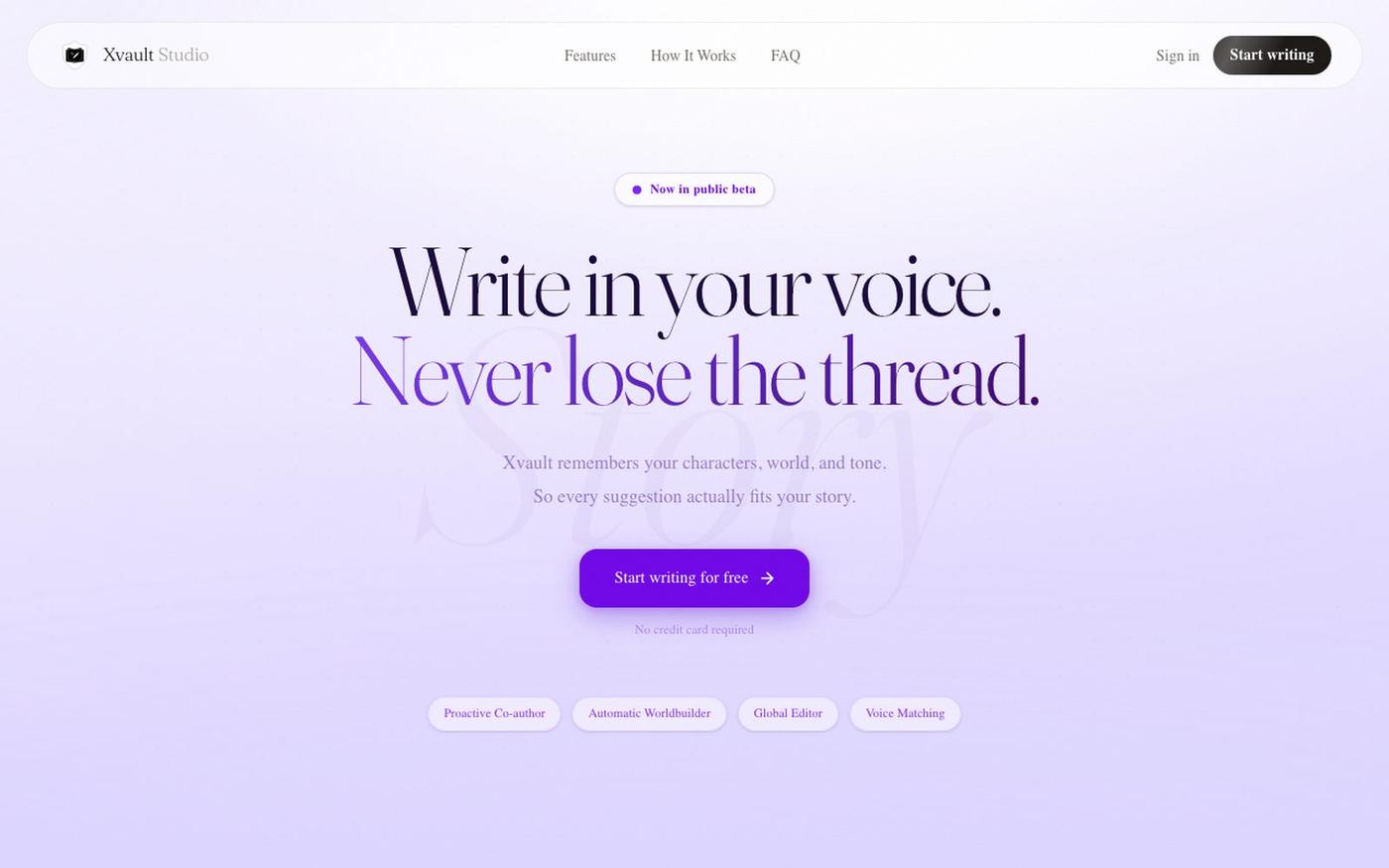 Xvault Studio — AI Writing Studio for Novelists — screenshot
