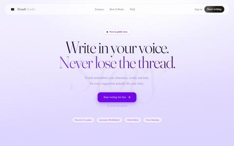 Xvault Studio — AI Writing Studio for Novelists — screenshot