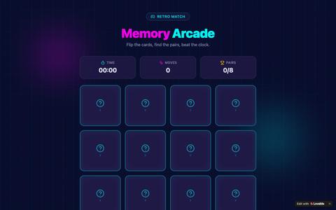 Retro Memory Arcade — screenshot