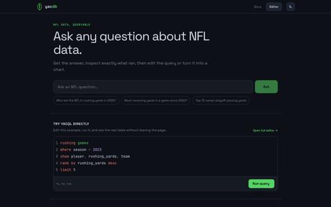 YAC DB — the NFL stats query engine — screenshot