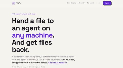 YAFL – Agent-first file transfer — screenshot