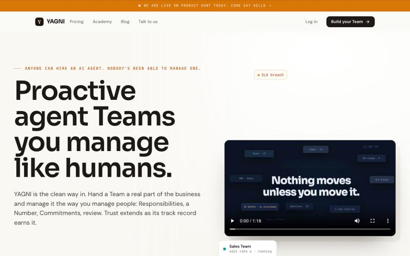 YAGNI. Proactive agent Teams you manage like humans. — screenshot