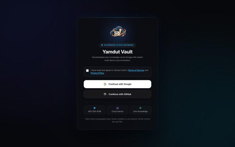 Yamdut Vault — Enterprise Zero-Knowledge Cloud Drive — screenshot