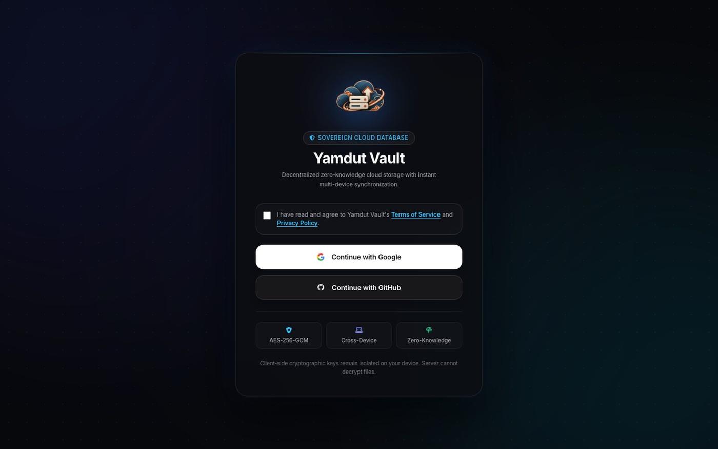 Yamdut Vault — Enterprise Zero-Knowledge Cloud Drive — screenshot