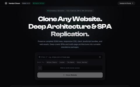 Autonomous Web Cloner & Architecture Engine — Yamdut AI — screenshot