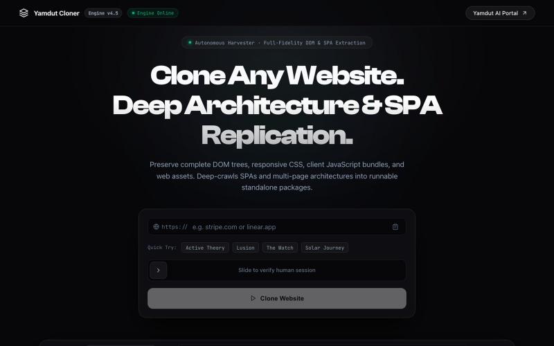 Autonomous Web Cloner & Architecture Engine — Yamdut AI — screenshot
