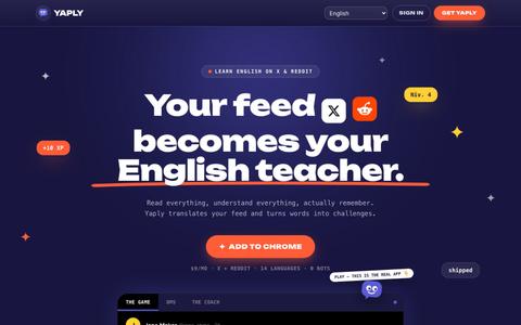 Yaply : apprendre l'anglais sur X et Reddit — screenshot