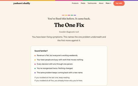 The One Fix | Founder diagnostic tool — screenshot