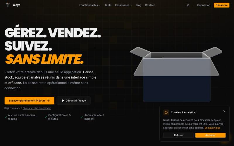 Yeeyo - Logiciel de gestion tout-en-un pour points de vente et PME — screenshot
